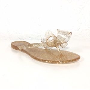 Maker's Shoes Clear Gold Jelly Flip Flops